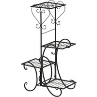 Outsunny Blumenregal 4 Ebenen aus Metall, ca. 45 x 24,5 x 80 cm - Schwarz