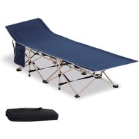Outsunny Feldbett mit Aufbewahrungstasche, faltbar, Inkl. Tragetasche, Stahl Oxford, Blau, 190 x 68 x 52 cm