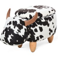 HOMCOM Tierhocker, Dekohocker mit Stauraum, Polsterhocker mit Tier-Design, Schwarz+Weiß, 62 x 35 x 36 cm