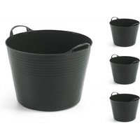 Kreher Set: 4 x Kreher Flexibler Mehrzweckkorb 42 Liter (Schwarz)