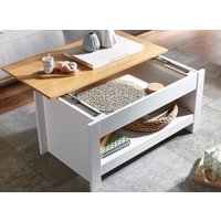 Wohnling Couchtisch 85 cm Weiß / Eiche mit Stauraum