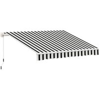 Outsunny Gelenkarmmarkise 395 cm Markise mit Handkurbel Sonnenschutz Wandmontage Alu Weiß+Blau 395x245cm