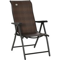 Outsunny Polyrattan Gartenstuhl klappbar Rückenlehne 7 stufig Braun+Schwarz 58x71x111cm