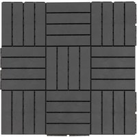 Outsunny 9er Set Terassenfliesen Balkon Patio 30x30 cm Bodenbelag Innen Außen Kunststoff Schwarz