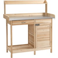 Outsunny Pflanztisch mit verzinkter Arbeitsplatte, ca. 112 x 45 x 125 cm