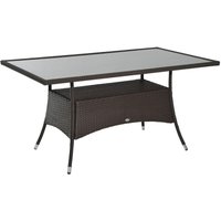 Outsunny Gartentisch Esstisch Glastisch Gartenmöbel Tisch Polyrattan+Sicherheitsglas Braun 150x85x74cm