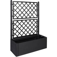 Kreher XL Rankgitter, Spalier mit Pflanzkasten in Rattan-Design, Farbe: Anthrazit