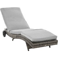 Outsunny Gartenliege mit Kissen aus Metall, ca. 207 x 70 x 70 cm - Grau