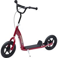 HOMCOM Kinderroller mit Hinterbremse 12 Zoll EVA Rot