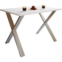 VCM Esstisch "Xona" 140x80 X-Fußgestell Weiß/Silber