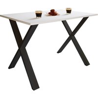 VCM Esstisch "Xona" 110x80 X-Fußgestell Weiß/Schwarz