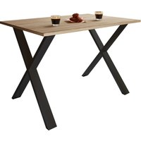 VCM Esstisch "Xona" 110x50 X-Fußgestell Sonoma-Eiche/Schwarz