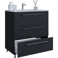 VCM 2-tlg. Stand-Badblock "Badinos 3 Schubfächer" 60cm Schwarz