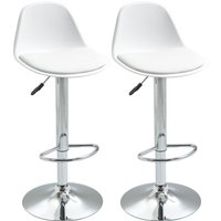 HOMCOM 2er-Set Barhocker mit Lehne höhenverstellbar Weiß Kunstleder Stahl bis 120 kg 40x42x82-104cm