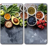 Kesper Multi-Glasschneideplatte, 2er Pack, Motiv: Healthy Kitchen