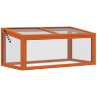 Outsunny Frühbeet Gewächshaus mit Abdeckung aus Holz + Polycarbonat wetterfest Orange 90x46x40cm