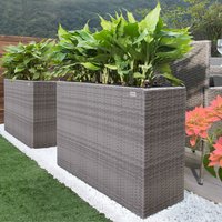 Casaria Blumenkasten Polyrattan 4er 95x60x27cm grau