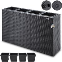 Casaria Blumenkasten Polyrattan 4er 95x60x27cm schwarz