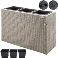 Casaria Blumenkasten Polyrattan 83x60x30,5cm 3er Set creme