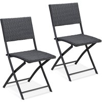 Casaria Polyrattan Klappstuhl Rom 2er Set schwarz
