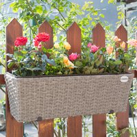 Casaria Blumenkasten Balkonkasten Polyrattan 60x20x19cm 2er Set creme