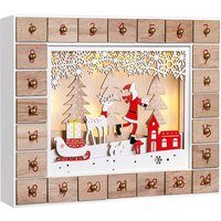Casaria Adventskalender Naturholz 35x6x26,9cm rot