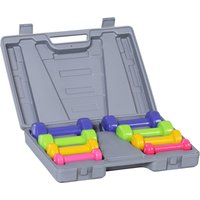 HOMCOM Hantelset Kurzhantel Set mit Koffer Tragbar 4 Hantelpaare 0,5 kg/1 kg/1,5 kg/2 kg für Zuhause und Fitnessstudio Eisen+Kunststoff 41 x 30 x 8 cm