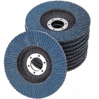 Vago-Tools 10x Fächerschleifscheiben 125mm flach Körnung 80 Blau Lamellenscheiben