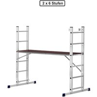 Vago-Tools Arbeitsgerüst Gerüst BaugerüstTreppengerüst 2 x 6 Stufen Leiter Bühne