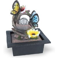 Lemodo Zimmerbrunnen Schmetterlingsmotiv, mit rotierender Kugel