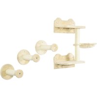 PawHut Katzen Kletterwand, 4-teilig, Kletterwand Set, Katzenkletterwand, Beige