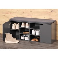 Kesper Schuhschrank mit Sitzkissen & 2 Türen, ca. 103 x 48 x 30,5 cm - Grau