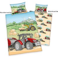 Herding Traktor Flanell-Bettwäsche "Made in Green" Größe 40x60 + 100x135 cm