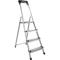 Lemodo Stehleiter mit 4 Stufen, Aluminium Trittleiter