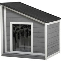 PawHut Hundehütte, Tannenholz, Hundehaus, Kleintierhaus mit Asphaltdach, Outdoor
