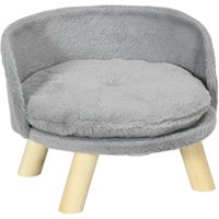 PawHut Hundebett, Hundesofa mit Kissen, Erhöhtes Haustierbett, Katzenbett, Grau
