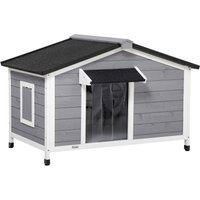 PawHut Hundehütte, Tannenholz, Hundehaus mit Asphaltdach, Outdoor, Wetterfeste