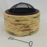 GreenYard Feuerschale aus MgO und Stahl, ca. 67,5 x 67,5 x 51 cm - Beige / Braun in Steinoptik