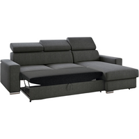 Möbel Punkt Ecksofa Tokio mit Bettfunktion, ca. 203 x 127 cm - Schwarz
