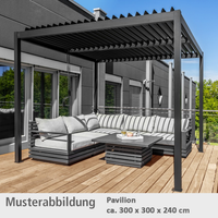 CHILLROI Pavillon mit Lamellendach aus Stahl und Aluminium, ca. 300 x 300 x 240 cm - Anthrazit