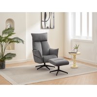 Happy Home gepolsteter Relaxsessel mit Hocker - dunkelgrau