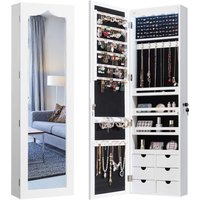 Costway COSTWAY Schmuckschrank mit LED Beleuchtung, 6 Schubladen und Spiegel