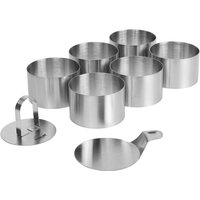 STONELINE® Dessert- und Speiseringe Set, 8-teilig, Edelstahl, 6 Ringe, 1 Heber, 1 Stempel, Lebensmittel Presse