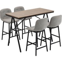 HOMCOM Bartisch mit Barhocker Set, Küchentisch, 5-teilig Essgruppe, Bartisch Set