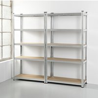 KRAFT WERKZEUGE Schwerlastregal, 5 Ablagen je 175kg belastbar, 180 x 90 x 40 cm, 2-er Set