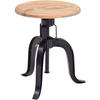 Skyport WOHNLING Drehhocker Metall / Holz Massiv 39x62,5x39 cm Dekohocker Hocker Rund