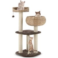 Costway 104cm Katzenbaum mit Betten, Katzenkratzbaum Holz