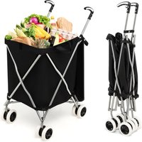 Costway Faltbarer Einkaufstrolley mit Rädern, Kapazität 90 L/55 kg