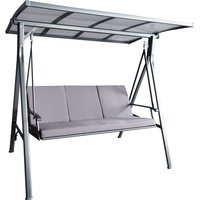 HC Garten & Freizeit 3-Sitzer Hollywoodschaukel mit Dach, ca. 200 x 125 x 178 cm - Grau