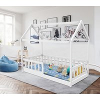 Better Home Kinderbett Hausbett 165 x 86 x 141 cm Kiefer massiv weiß